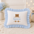 Almohada/ Cojin para bebé / Niño Celeste-frente Blanco