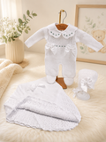 Set DULCE AMOR  Largo enterizo / 0-10 Libras/ Blanco flores