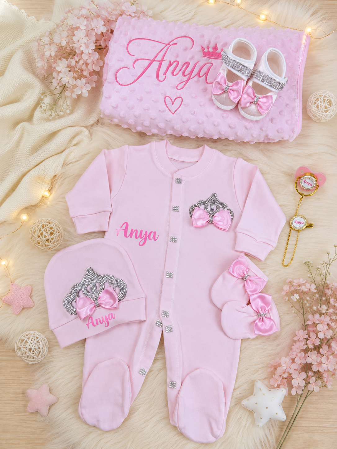 Set DULCE AMOR  Largo enterizo / 0-10 Libras/ Rosa