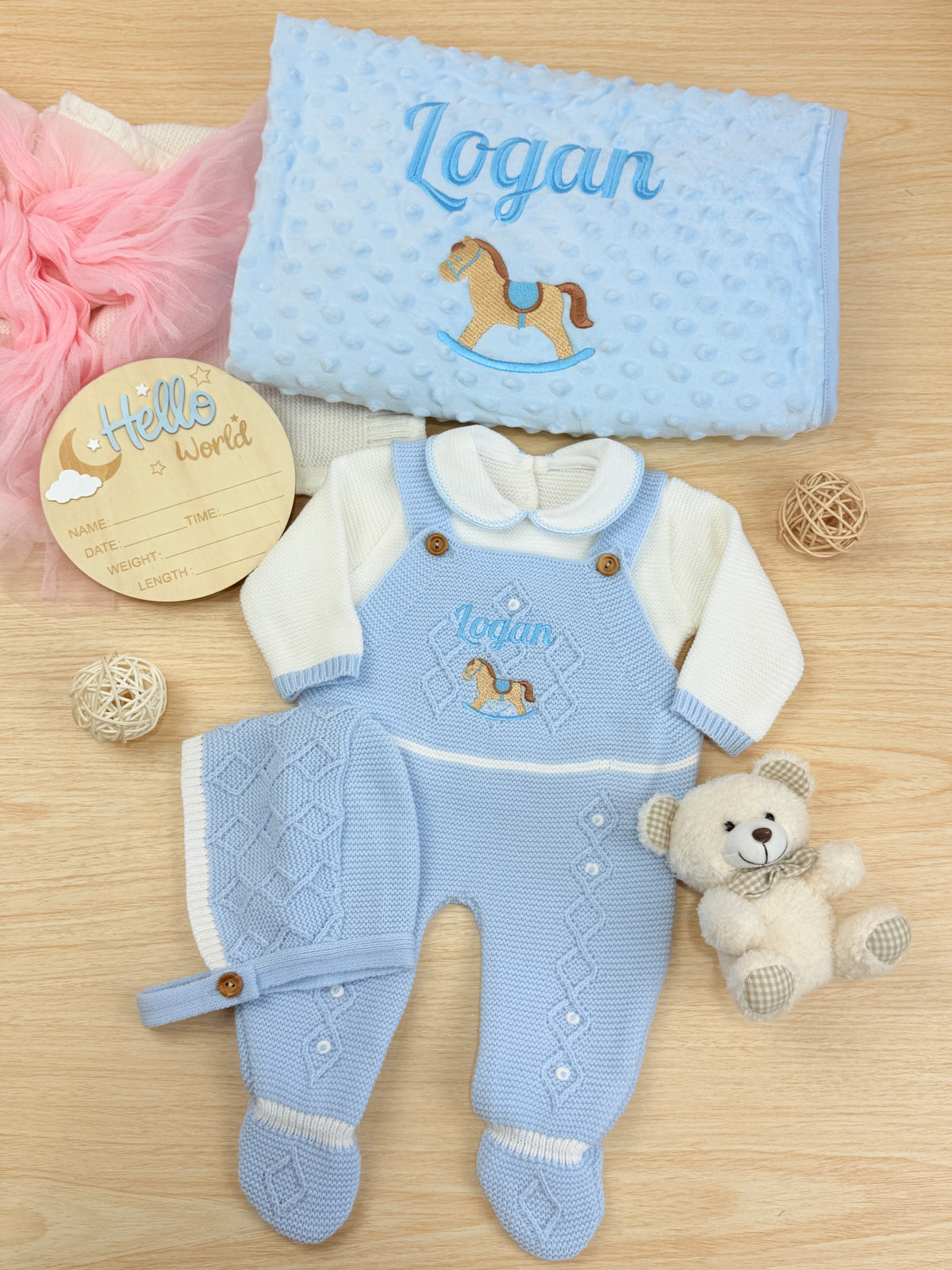 Set DULCE AMOR Largo  / 0-10 Libras/ Celeste