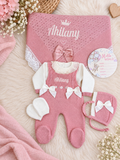Set DULCE AMOR  Largo enterizo / 0-10 Libras/ Rosa Viejo