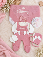 Set DULCE AMOR  Largo enterizo / 0-10 Libras/ Rosa Viejo